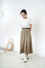 Mocha pleats skirt w/ belt