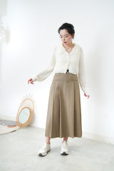 Mocha pleats skirt w/ belt