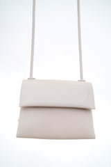 Grey leather cross body bag in thin strap