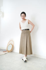 Mocha pleats skirt w/ belt