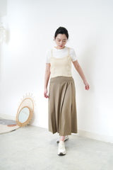 Mocha pleats skirt w/ belt