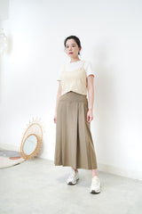 Mocha pleats skirt w/ belt