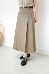 Mocha pleats skirt w/ belt