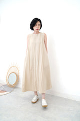 Sand vest dress in gather fringe details