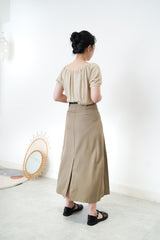Mocha pleats skirt w/ belt
