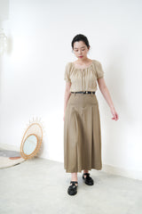 Oatmeal soft blouse in gather neck details