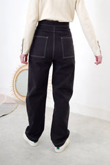 Charcoal grey high waist trouser w/ outlined stitch