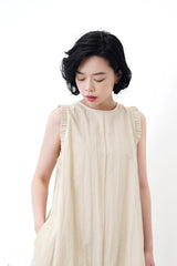 Sand vest dress in gather fringe details