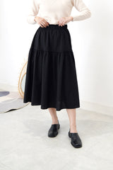 Black texture skirt in A line cutting