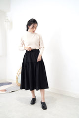 Black texture skirt in A line cutting