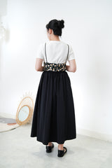 Black cami vest in detail floral embroidery