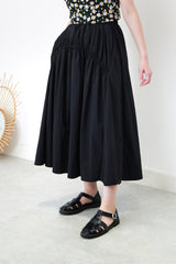 Black front pleats gather skirt