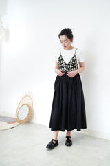 Black cami vest in detail floral embroidery