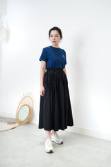 Black front pleats gather skirt