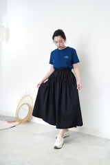 Black front pleats gather skirt