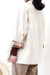 Cream jacket in brown checked inner