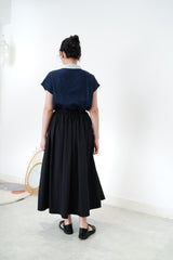 Black front pleats gather skirt