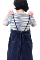 Blue tone stripes linen crop top