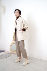 Cream jacket in brown checked inner