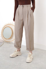 Cream jacket in brown checked inner