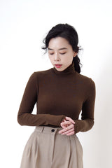 Brown turtle neck tank top