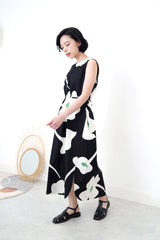 Black floral dress w/ waist string