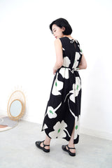 Black floral dress w/ waist string