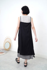 Black long cami in split hem