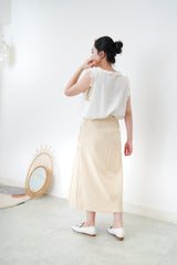White linen ruffle vest w/ strings