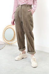 Brown corduroy pencil cut trousers