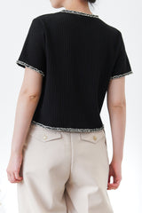 Black cotton top w/ outline fringe