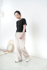 Black cotton top w/ outline fringe