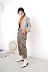 Brown corduroy pencil cut trousers