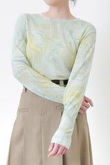 Green marble print top