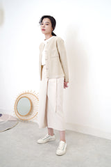 Cream wrap skirt w/ side buckle