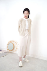 Cream wrap skirt w/ side buckle