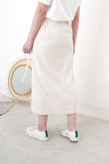 Cream wrap skirt w/ side buckle