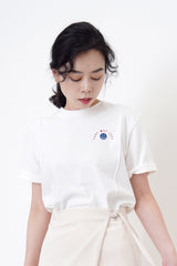 Cream wrap skirt w/ side buckle