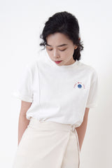 Cream wrap skirt w/ side buckle