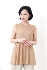 Copper brown knit vest in flare cut