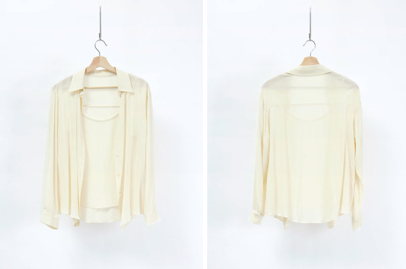 Cream texture blouse w/ attached inner