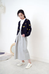Navy cardigan in flora embroidery