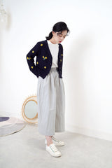 Navy cardigan in flora embroidery