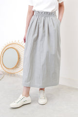 Grey blue skirt in gather waist detail