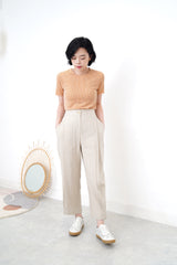 Sand linen straight cut trousers