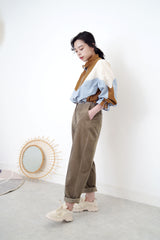 Brown corduroy pencil cut trousers