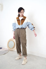 Brown corduroy pencil cut trousers