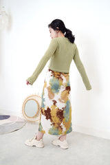 Green tea knit sweater in crop cut