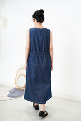 Denim dress w/ adjustable waist string