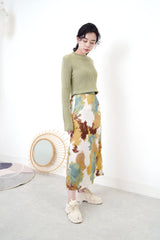 Green tea knit sweater in crop cut